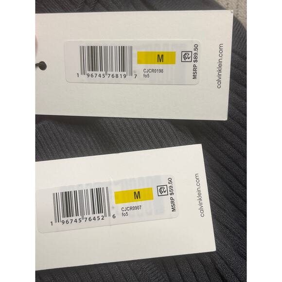 Calvin Klein Jeans Soft Ribbed Knit Joggers & mockneck top gray SET, size M, NWT - Picture 2 of 11